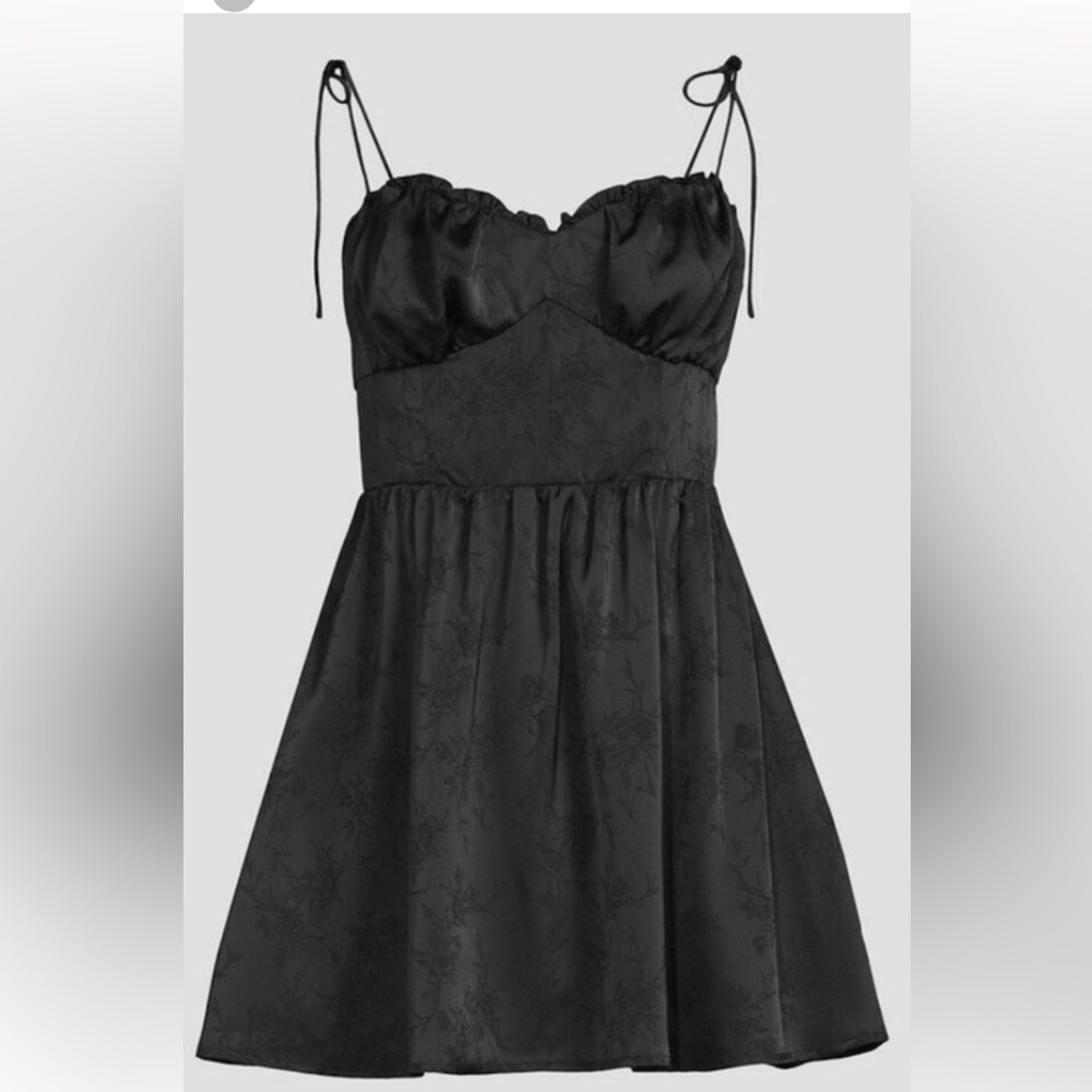Reformation Austine Mini Black Floral Dress